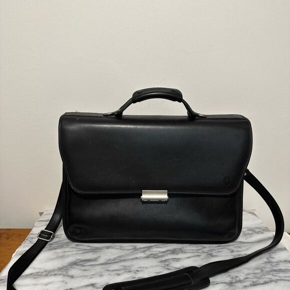 Hartmann by Gian Paolo Lombardo Black Leather Men's Briefcase - Picture 1 of 16